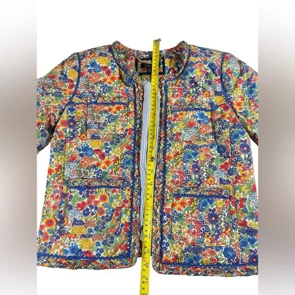 J.Crew Liberty London Floral Quilted Jacket Blue Stripe Lining 00 - Picture 7 of 14